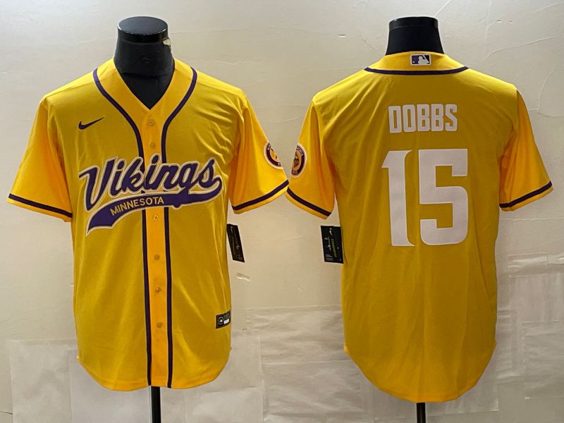 Men Minnesota Vikings #15 Dobbs Yellow 2023 Nike Co branded NFL Jersey